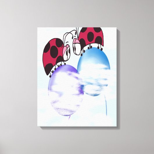 Cute Ladybug en Colorful Balloons Cartoon Canvas Afdruk (Voorkant)