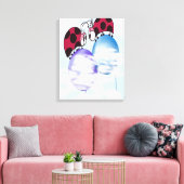Cute Ladybug en Colorful Balloons Cartoon Canvas Afdruk (Insitu (Woonkamer))