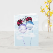Cute Ladybug en Colorful Balloons Cartoon Kaart (Gele Bloem)