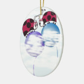 Cute Ladybug en Colorful Balloons Cartoon Keramisch Ornament (Links)
