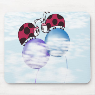 Cute Ladybug en Colorful Balloons Cartoon Muismat