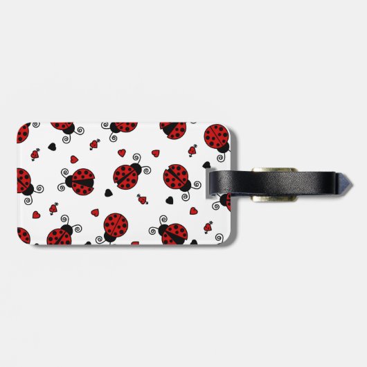 Cute Ladybug en Hearts Pattern Bagagelabel (Achterkant horizontaal)