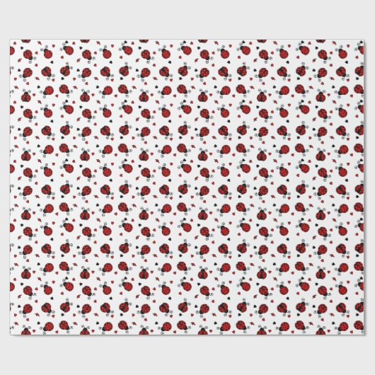 Cute Ladybug en Hearts Pattern Cadeaupapier (Vlak)