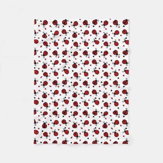 Cute Ladybug en Hearts Pattern Fleece Deken (Voorkant)