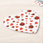 Cute Ladybug en Hearts Pattern Kartonnen Onderzetters (Gekanteld)
