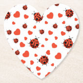 Cute Ladybug en Hearts Pattern Kartonnen Onderzetters (Voorkant)