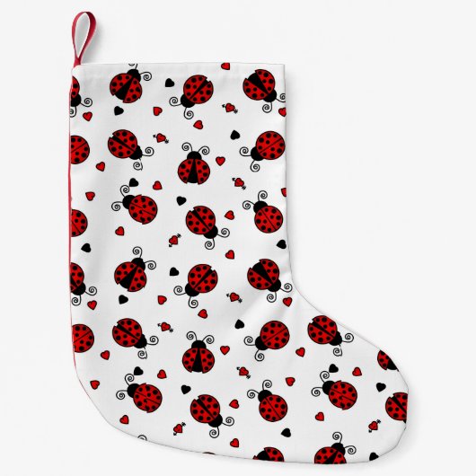 Cute Ladybug en Hearts Pattern Kleine Kerstsok (Voorkant)
