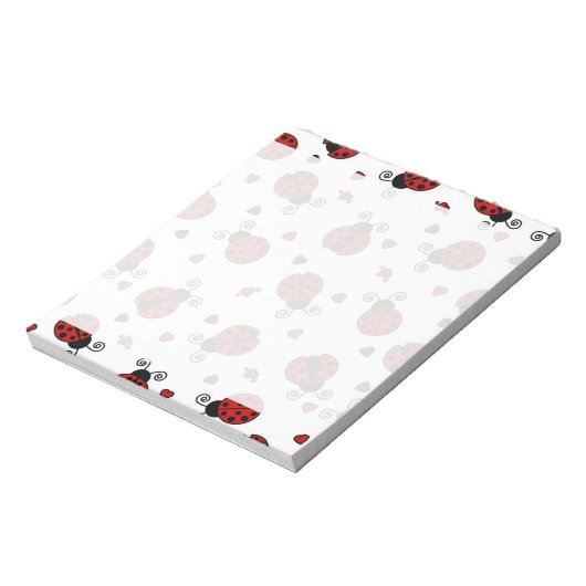 Cute Ladybug en Hearts Pattern Notitieblok (Linkerzijde)