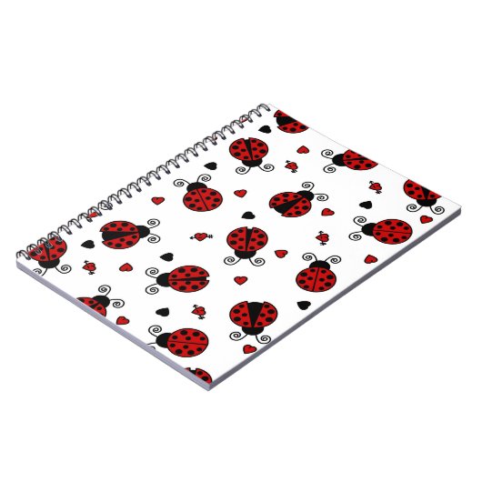 Cute Ladybug en Hearts Pattern Notitieboek (Linkerzijde)