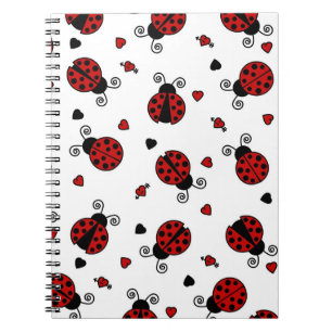 Cute Ladybug en Hearts Pattern Notitieboek