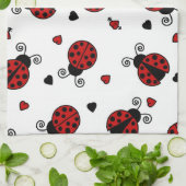 Cute Ladybug en Hearts Pattern Theedoek (Gevouwen)