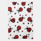 Cute Ladybug en Hearts Pattern Theedoek (Verticaal)