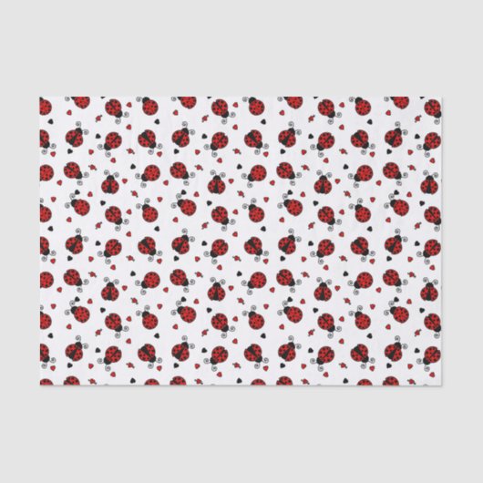 Cute Ladybug en Hearts Pattern Tissuepapier (Voorkant)