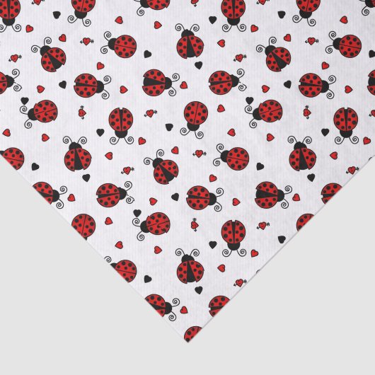 Cute Ladybug en Hearts Pattern Tissuepapier (Detail)