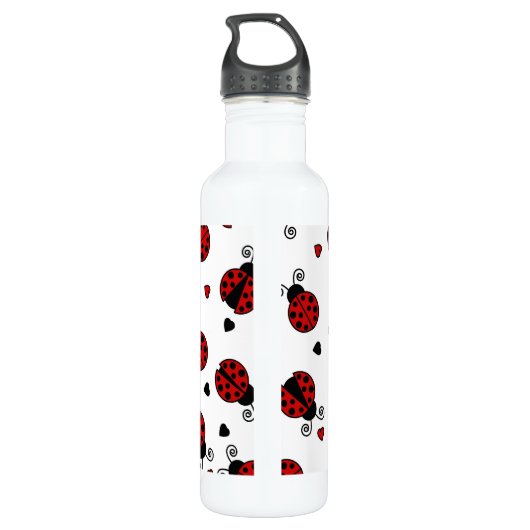 Cute Ladybug en Hearts Pattern Waterfles (Achterkant)
