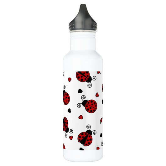 Cute Ladybug en Hearts Pattern Waterfles (Links)