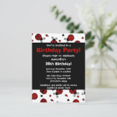 Cute Ladybug en Hearts Red Print Party Invitation Kaart (Staand voorkant)