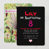 Cute Ladybug Fairy Fantasy Girls Birthday Invite Kaart (Voorkant / Achterkant)