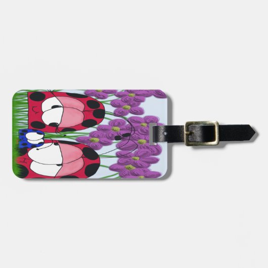 Cute Ladybug Family Illustration Bagagelabel (Voorkant horizontaal)