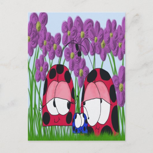 Cute Ladybug Family Illustration Briefkaart (Voorkant)