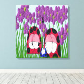 Cute Ladybug Family Illustration Canvas Afdruk (Insitu (Houten vloer))