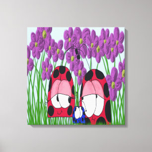 Cute Ladybug Family Illustration Canvas Afdruk