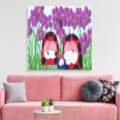 Cute Ladybug Family Illustration Canvas Afdruk (Insitu (Woonkamer))