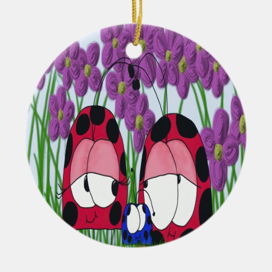Cute Ladybug Family Illustration Keramisch Ornament (Voorkant)