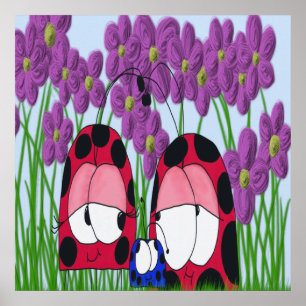 Cute Ladybug Family Illustration Poster