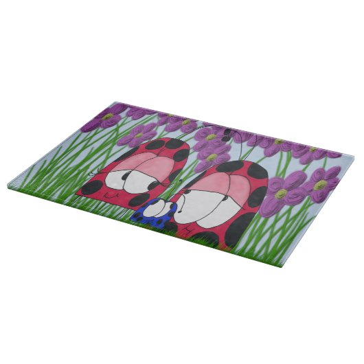 Cute Ladybug Family Illustration Snijplank (Hoek)