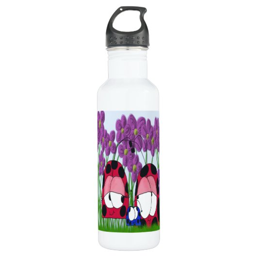 Cute Ladybug Family Illustration Waterfles (Voorkant)