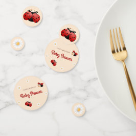 Cute Ladybug Flowers Baby Shower Table Confetti