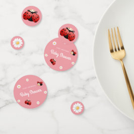 Cute Ladybug Flowers Baby Shower Table Confetti