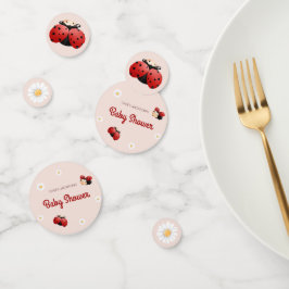 Cute Ladybug Flowers Baby Shower Table Confetti