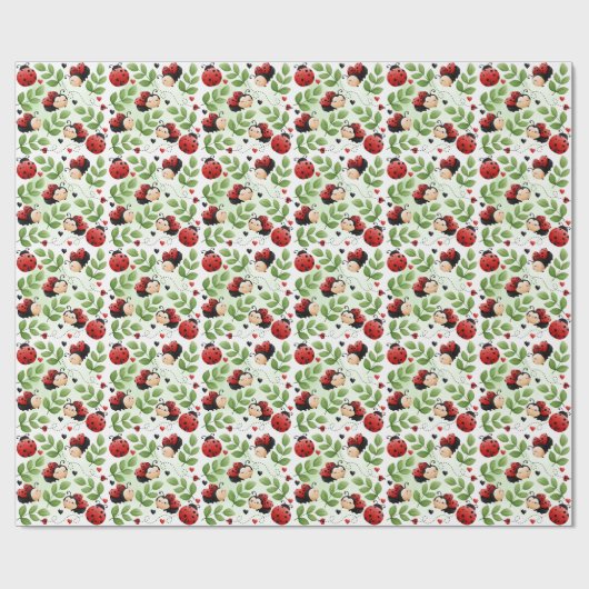 Cute Ladybug Gift Wrapping Paper Cadeaupapier (Vlak)