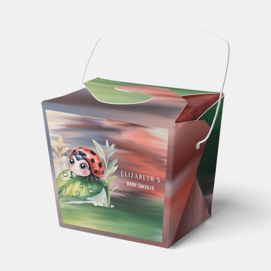 Cute Ladybug Girl Baby Shower  Bedankdoosjes (Voorkant Zijde)