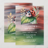 Cute Ladybug Girl Baby Shower  Kaart (Voorkant / Achterkant)