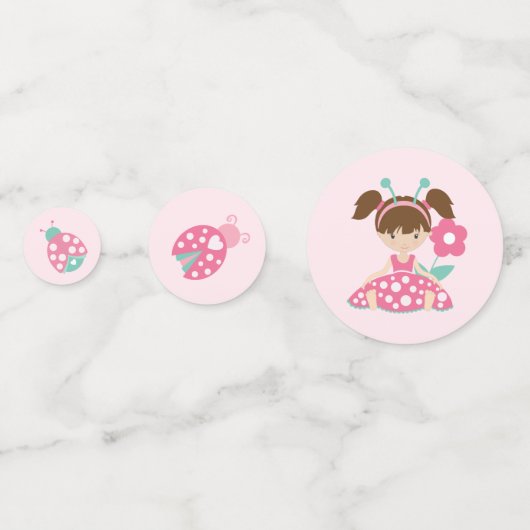 Cute Ladybug Girl Birthday Confetti (Voorkanten)