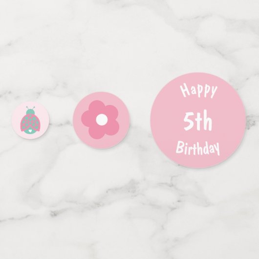 Cute Ladybug Girl Birthday Confetti (Achterkanten)