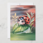 Cute Ladybug Girl Birthday Party Kaart (Achterkant)
