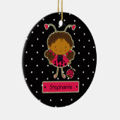 Cute ladybug girl polkadots gepersonaliseerd versi keramisch ornament (Rechts)