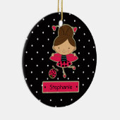 Cute ladybug girl polkadots gepersonaliseerd versi keramisch ornament (Rechts)