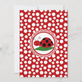 Cute Ladybug Girls Birthday Invitation Kaart (Achterkant)