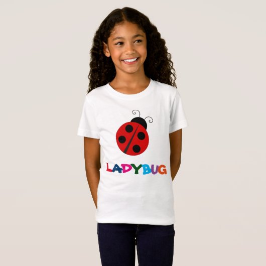 Cute Ladybug Girls White T-Shirt (Voorkant volledig)