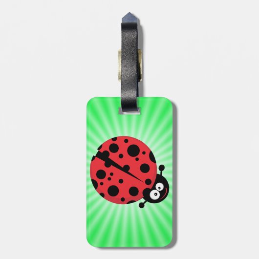 Cute Ladybug; Groen Bagagelabel (Achterkant verticaal)