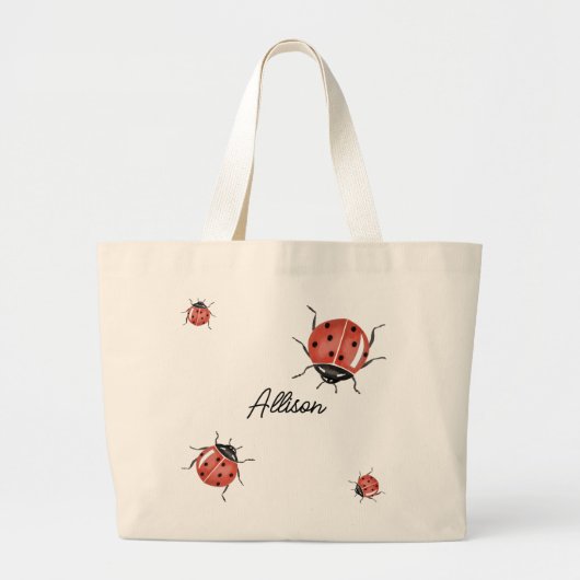 Cute Ladybug Grote Tote Bag (Voorkant)