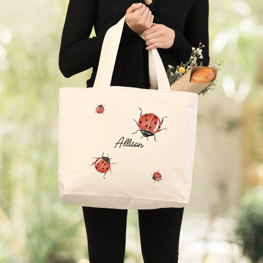Cute Ladybug Grote Tote Bag
