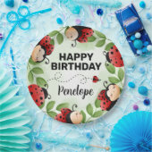 Cute Ladybug Happy Birthday Party Borden Papieren Bordje (Feest)