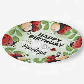 Cute Ladybug Happy Birthday Party Borden Papieren Bordje (Gekanteld)