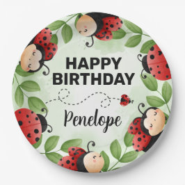 Cute Ladybug Happy Birthday Party Borden Papieren Bordje
